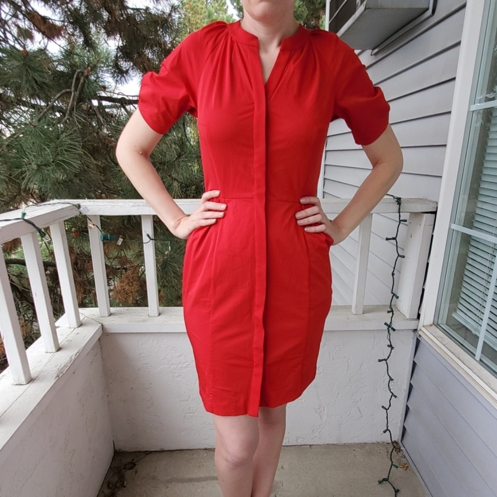 Vintage tomato red DVF shirtdress